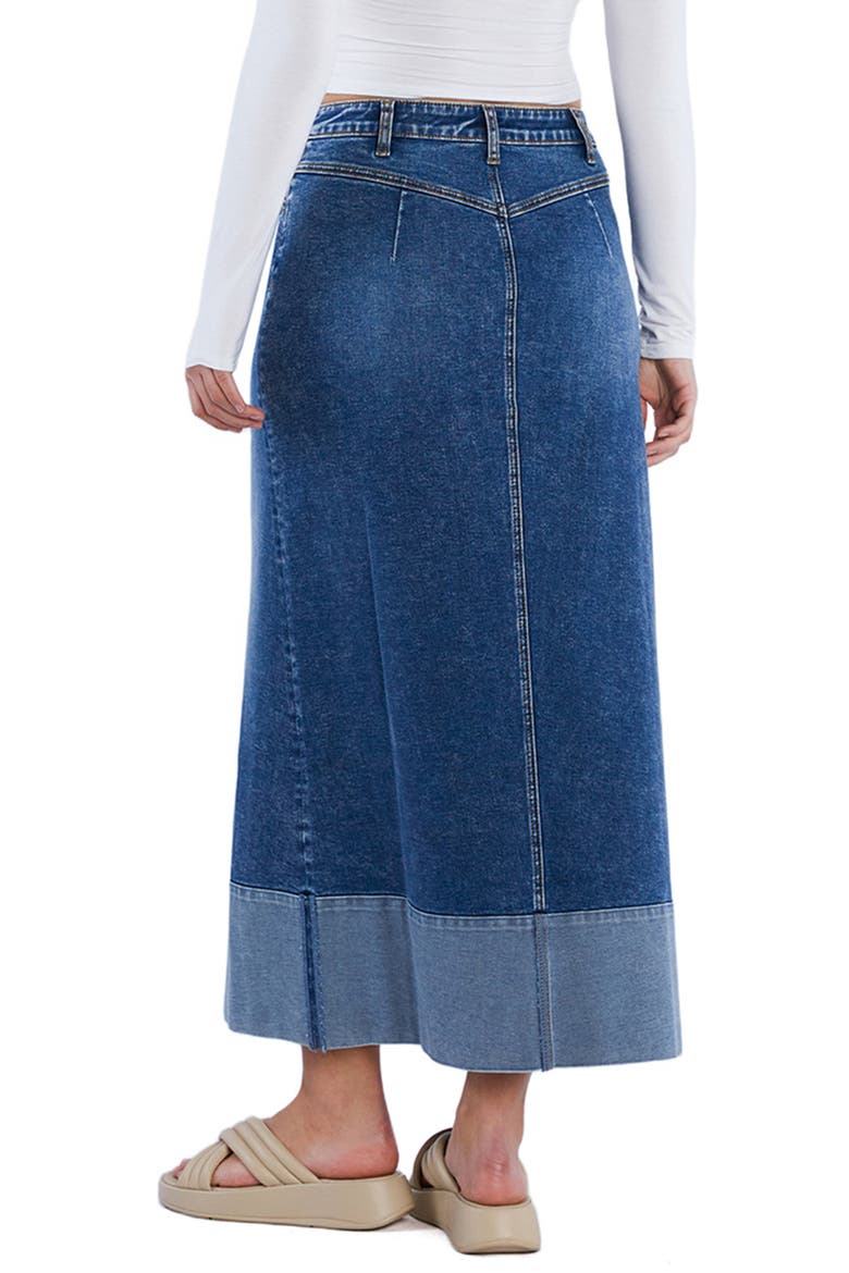 Cuffed Denim Maxi Skirt, Alternate, color, CUFFED BLUE