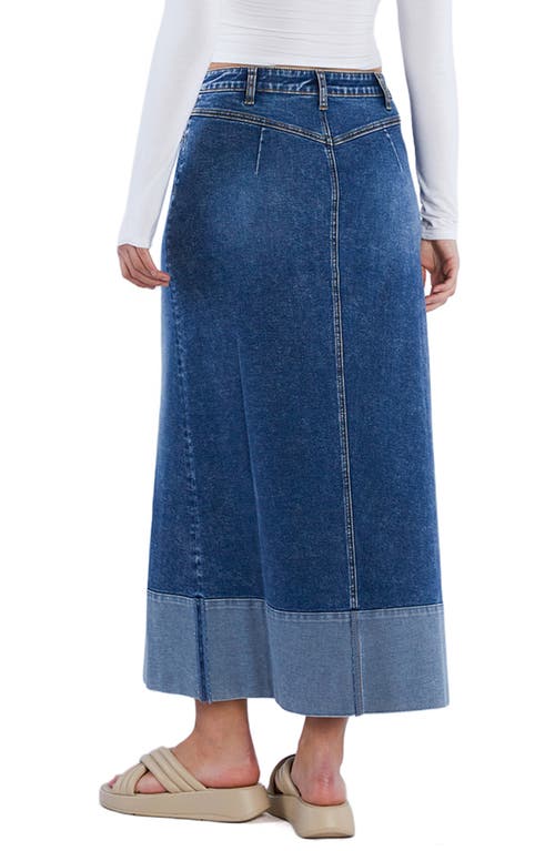 Wash Lab Denim Cuffed Denim Maxi Skirt In Cuffed Blue