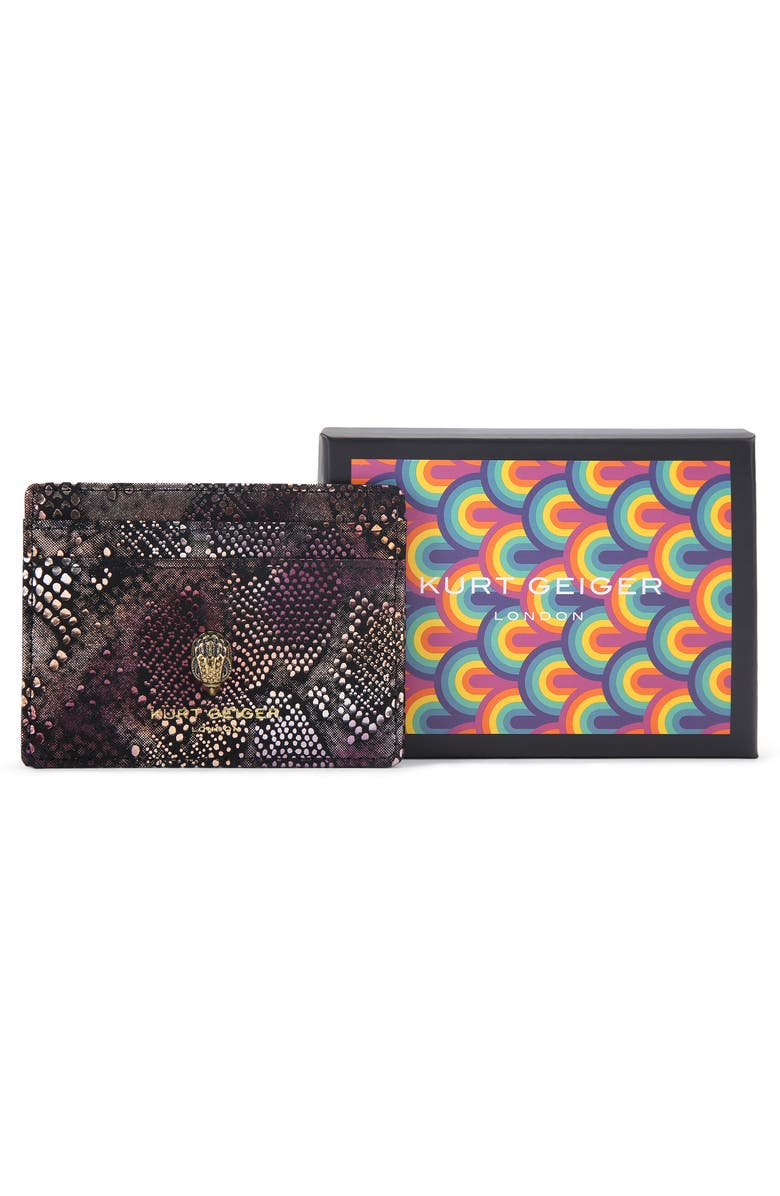 Kurt Geiger London Shoreditch Leather Card Case, Alternate, color, Open Grey