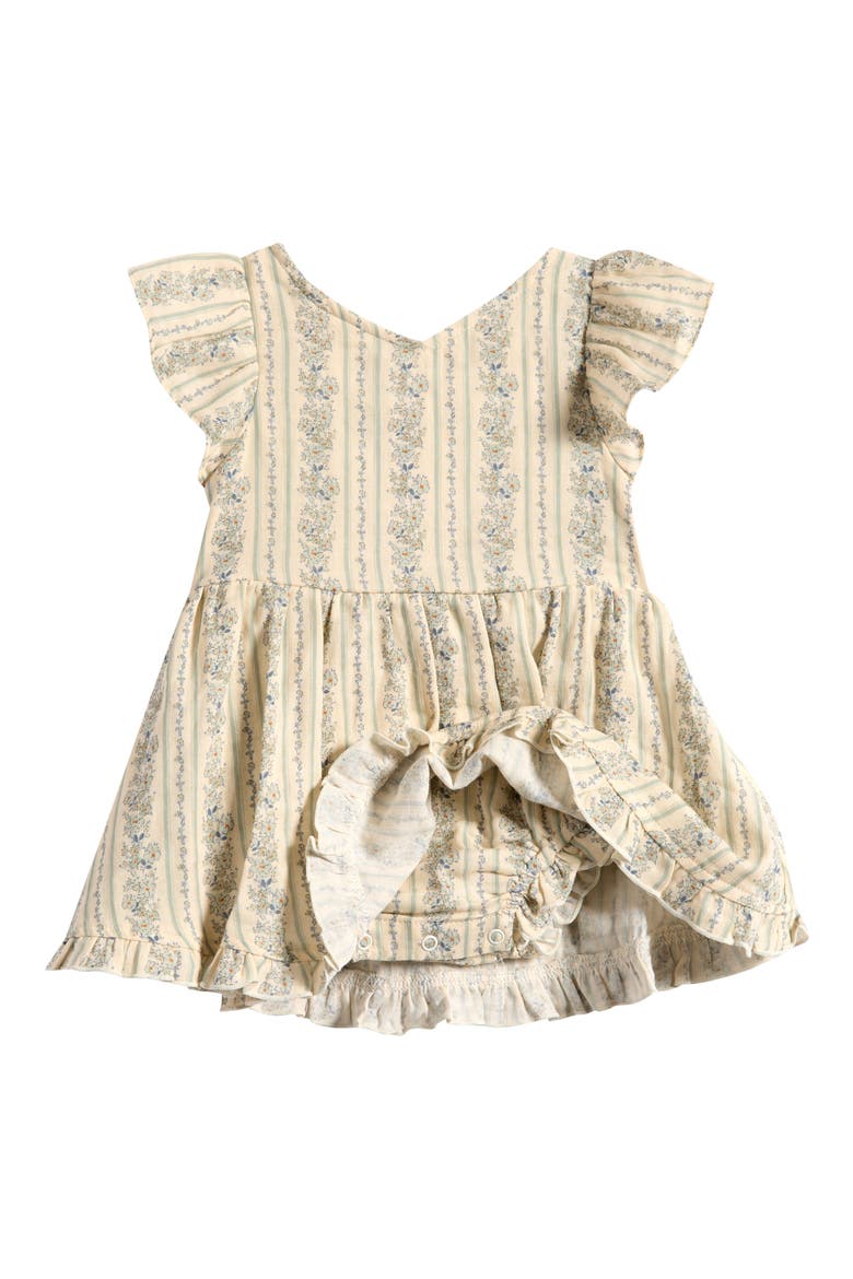 Lila Floral Print Cotton Romper, Alternate, color, NATURAL