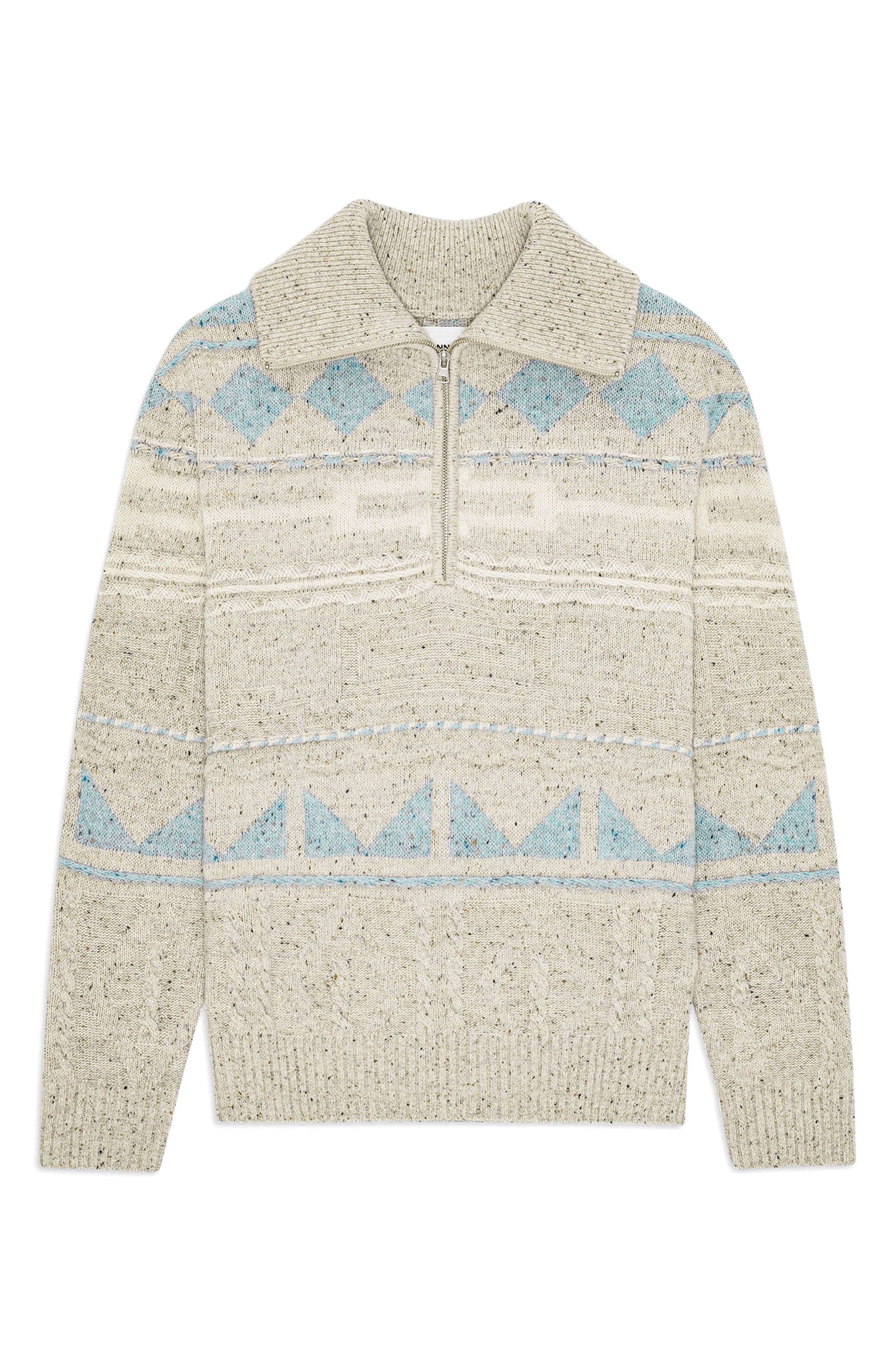NN07 William 6697 Fair Isle Half Zip Sweater