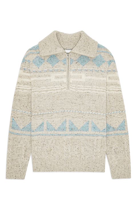 William 6697 Fair Isle Half Zip Sweater