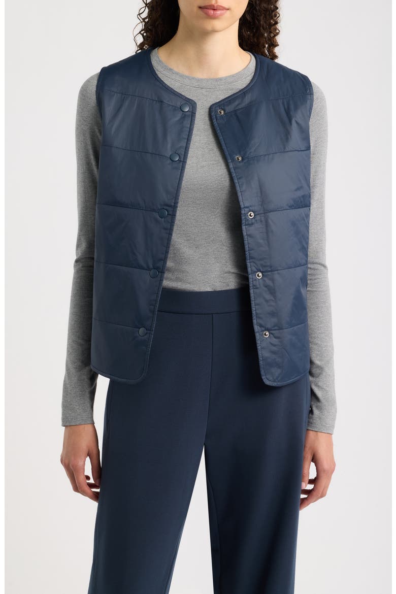 Round Neck Quilted Vest, Main, color, MARITIME