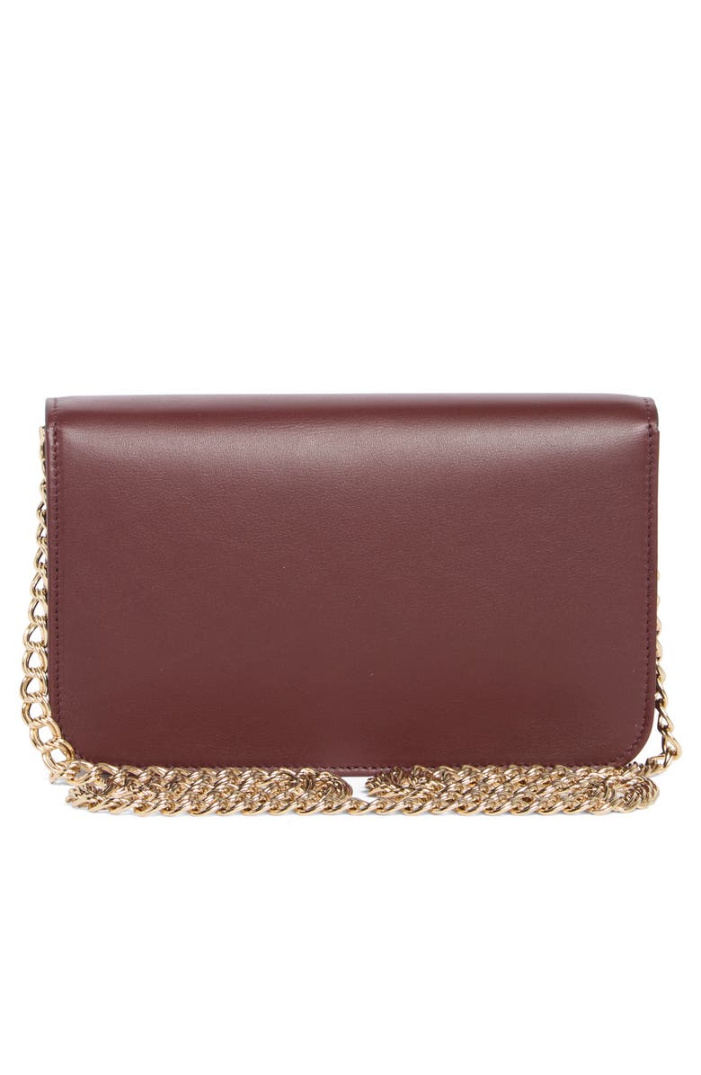Longchamp Mademoiselle Leather Wallet on a Chain, Alternate, color, Burgundy