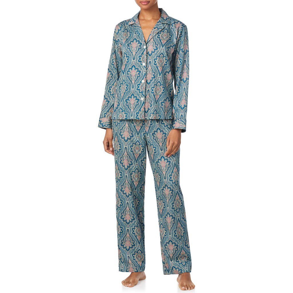 Ralph Lauren Lauren Print Cotton Blend Pajamas In Blue