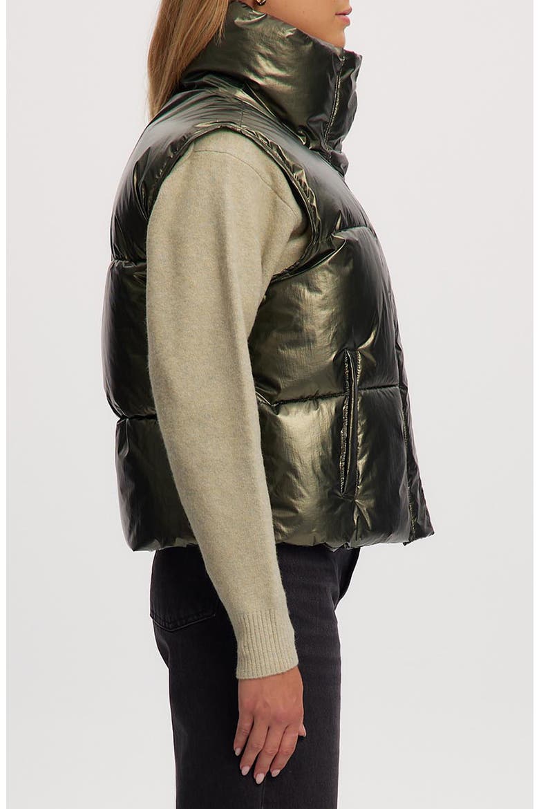 Aurora Water-Resistant Puffer Vest, Alternate, color, OLIVE METAL