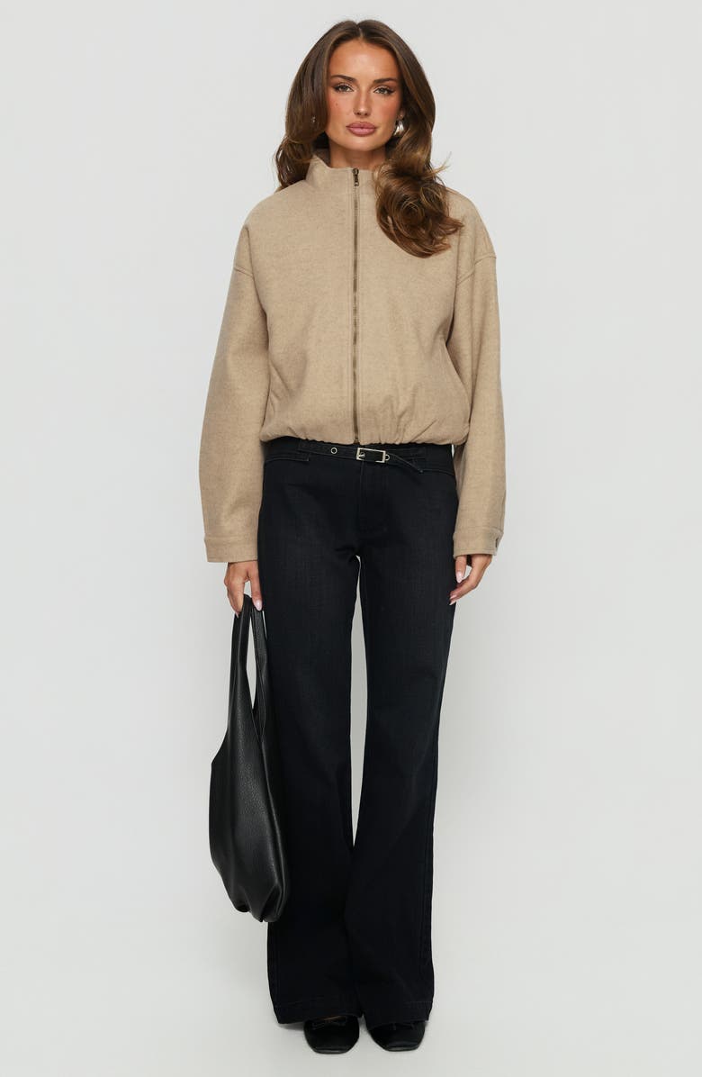 Princess Polly Chayden Cropped Bomber Jacket, Alternate, color, Beige