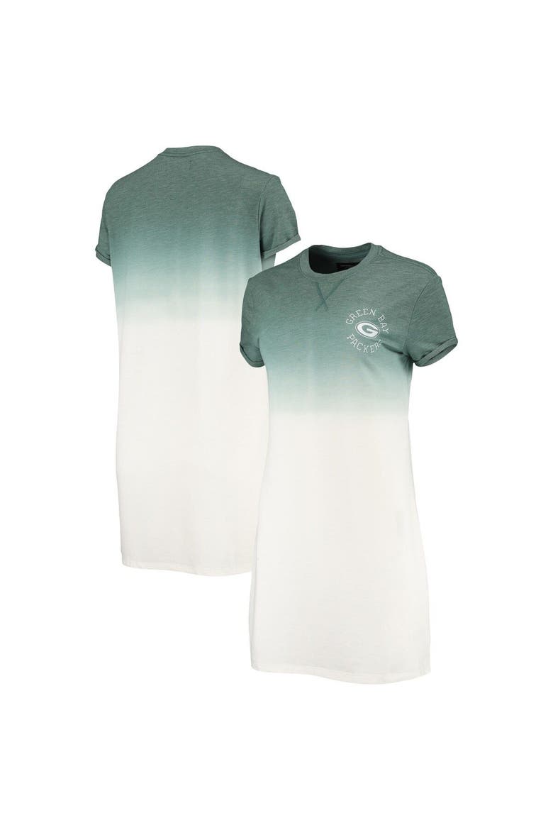 Women's Junk Food Heathered Green/White Green Bay Packers Ombre Tri-Blend T-Shirt Dress, Main, color, Heather Green