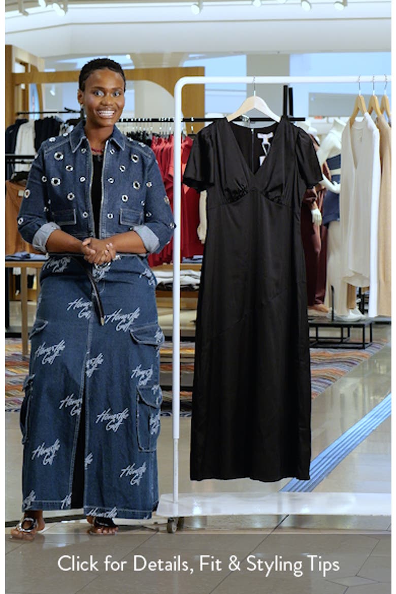 Flutter Sleeve Satin Maxi Dress video