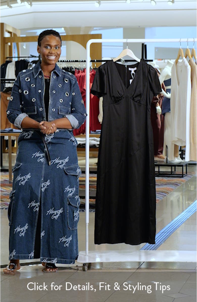 Flutter Sleeve Satin Maxi Dress, sales video thumbnail