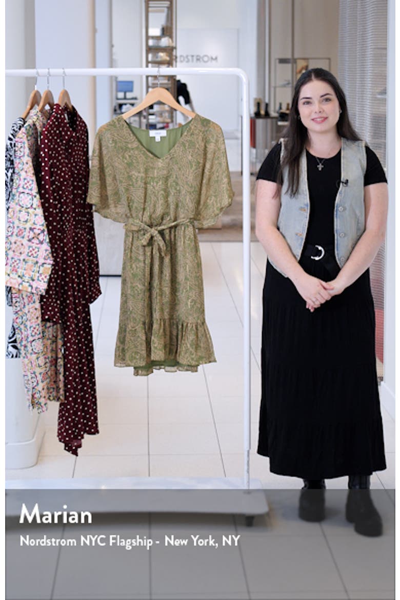 Metallic Paisley V-Neck Chiffon Minidress video