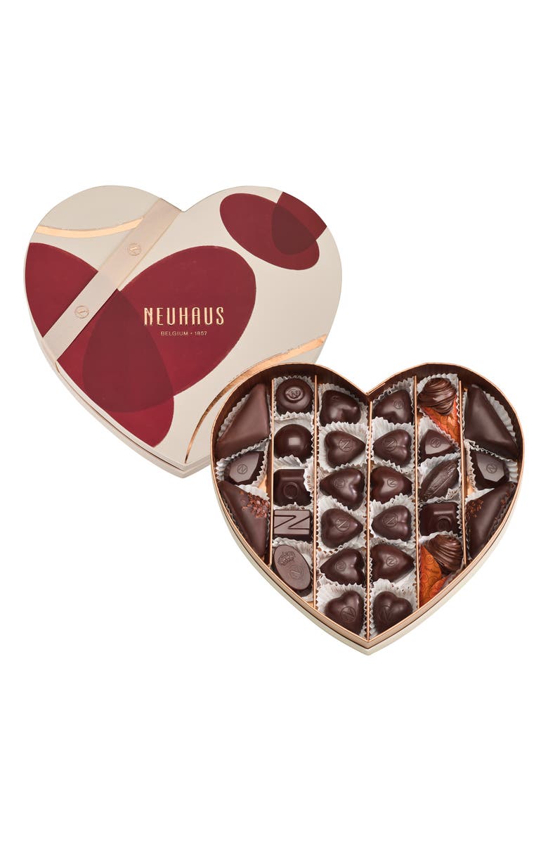 NEUHAUS Valentine Medium Dark Chocolate Heart Box, Alternate, color, Red