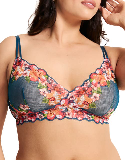 Adore Me Martha Unlined Bralette Bra in Floral Blue at Nordstrom, Size 2X