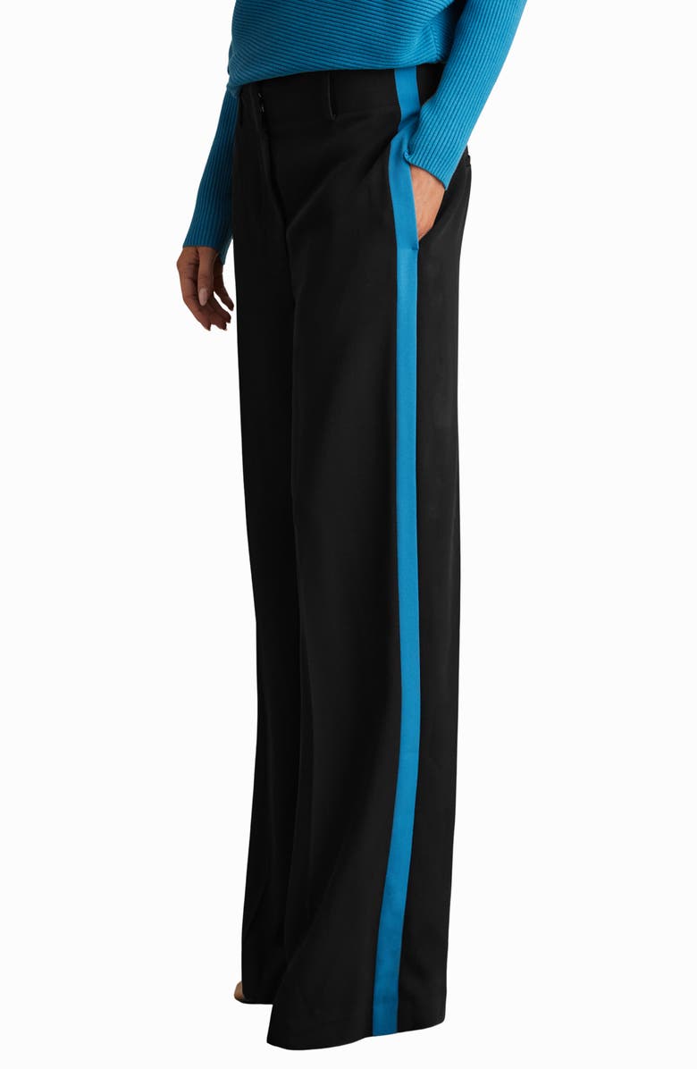 Reiss Isla Side Stripe Wide Leg Pants, Alternate, color, Black