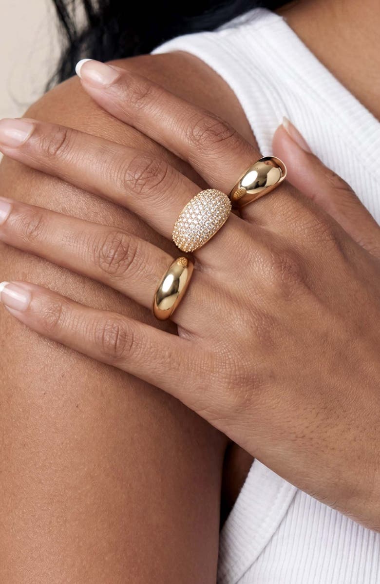 Ettika Timeless Glamour Set of 3 Rings, Alternate, color, Gold