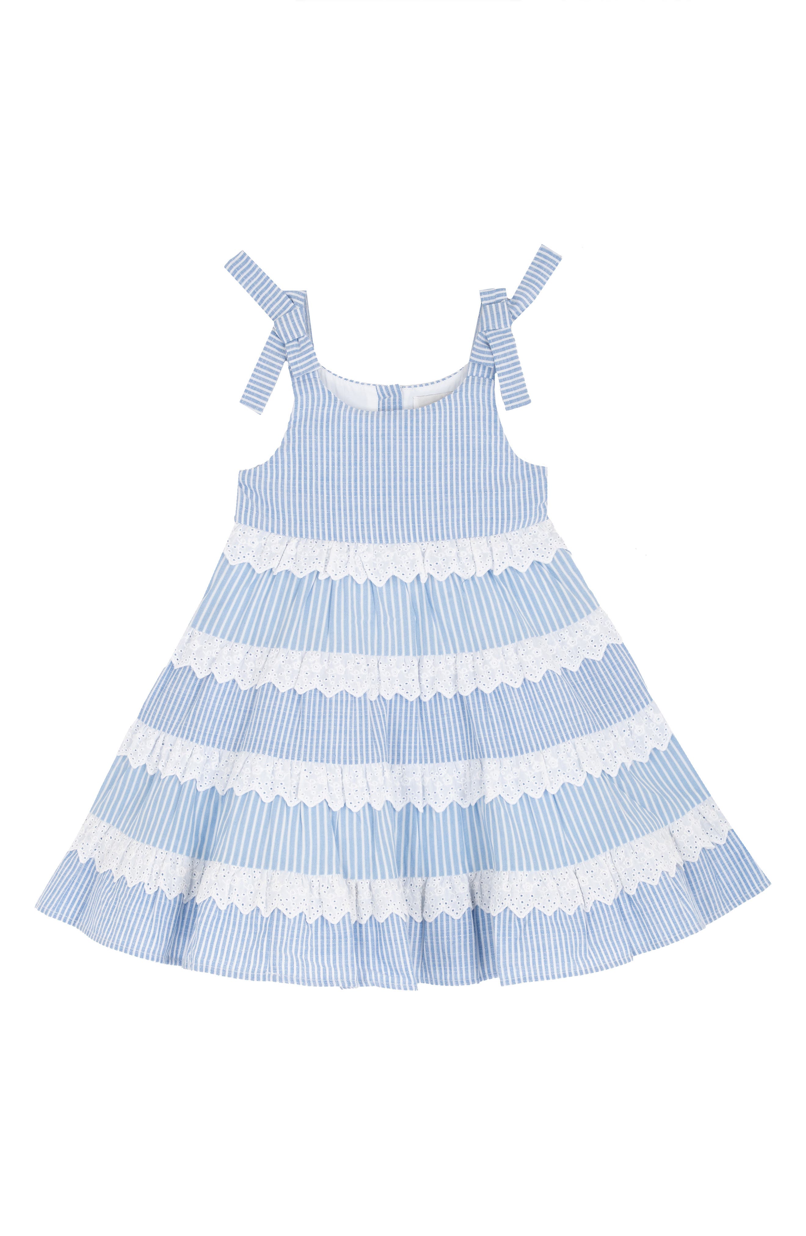 Rare Editions Tiered Stripe Cotton Dress