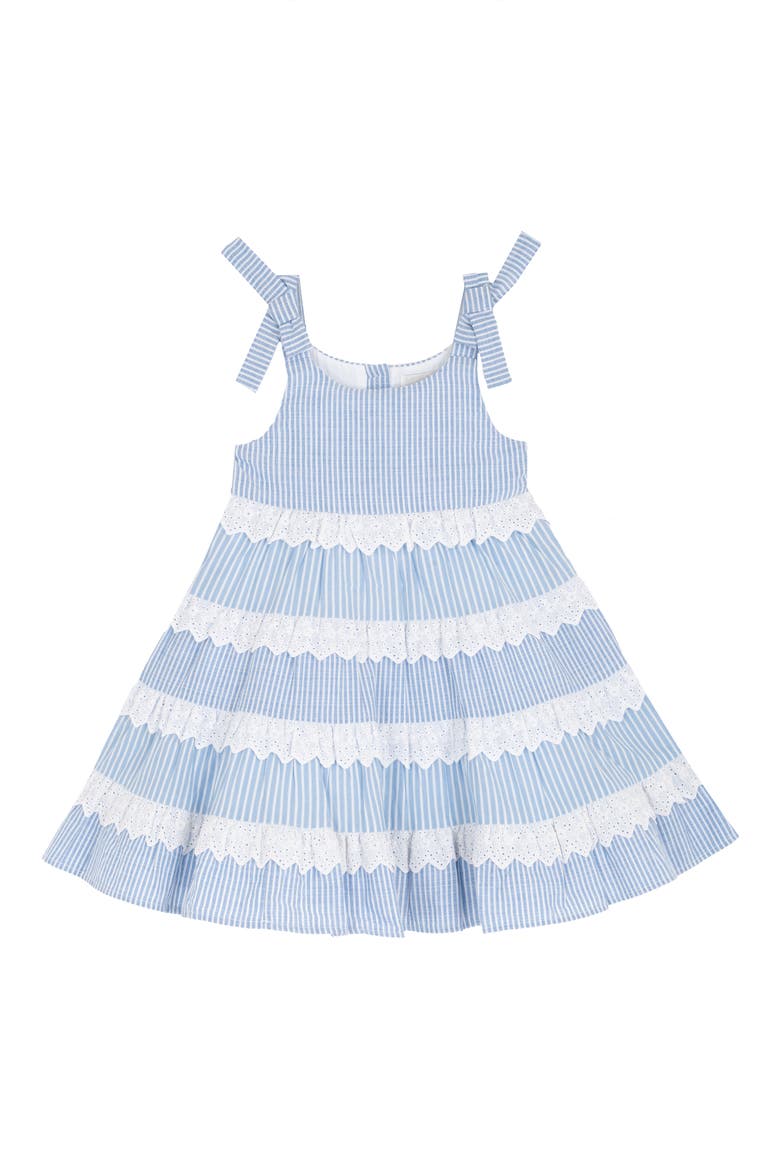 Tiered Stripe Cotton Dress, Main, color, BLUE