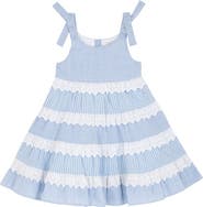 Rare Editions Tiered Stripe Cotton Dress