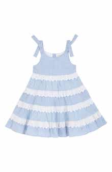 Rare Editions Tiered Stripe Cotton Dress