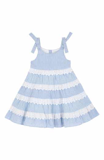 Rare Editions Tiered Stripe Cotton Dress