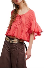Free People Michelle Lace Trim Top