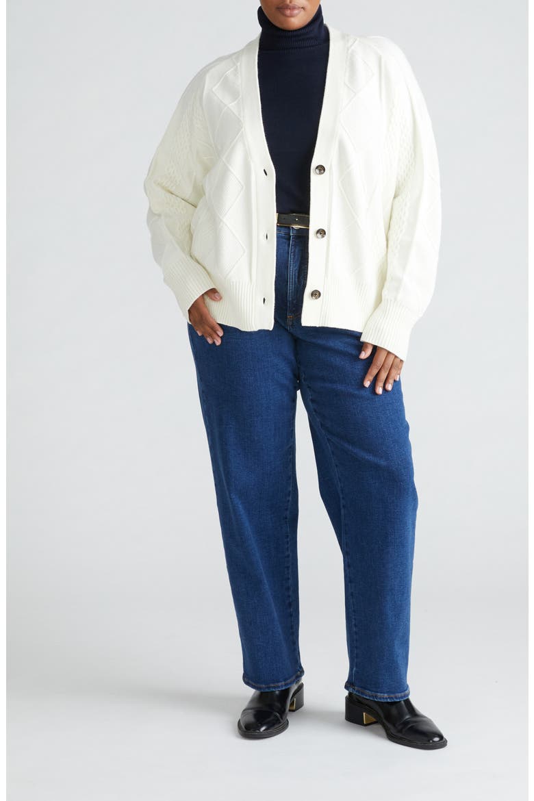 Mixed Cable Stitch Cardigan, Alternate, color, CREAM