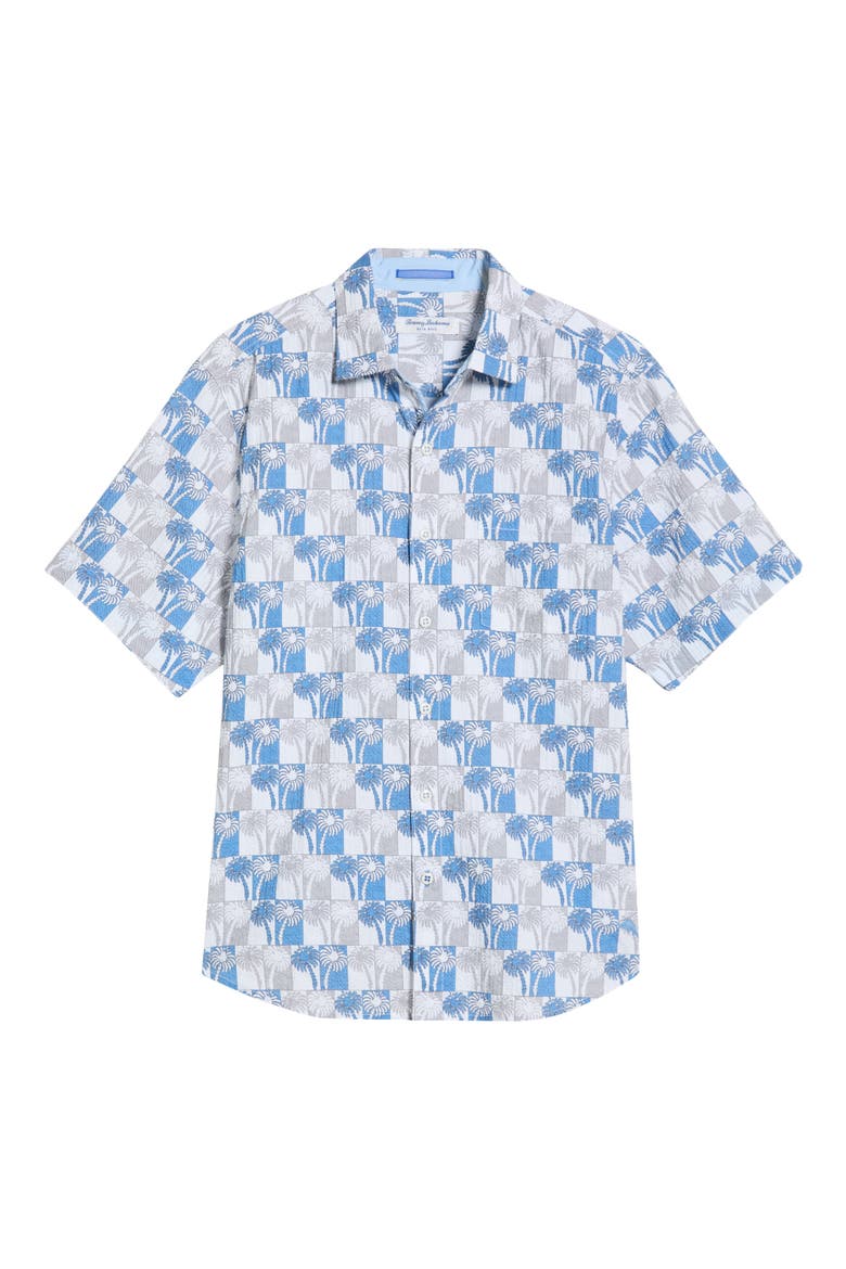 Nova Wave Sunnyside Palms Short Sleeve Seersucker Button-Up Shirt, Alternate, color, BLUE LAPIS