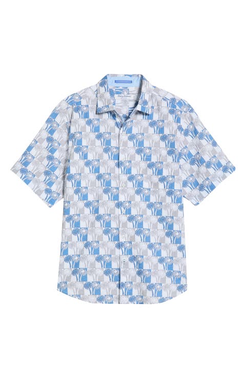 Nova Wave Sunnyside Palms Short Sleeve Seersucker Button-Up Shirt