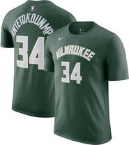 Nike Men's Nike Giannis Antetokounmpo Hunter Green Milwaukee Bucks Icon 2022/23 Name & Number T-Shirt