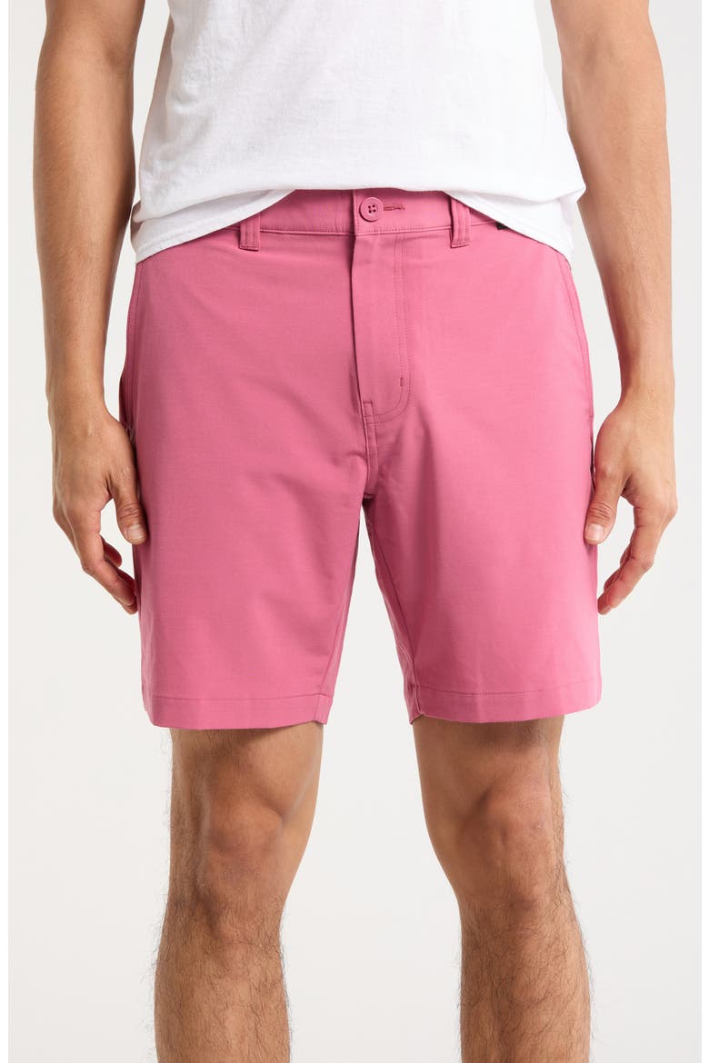 Open to Close Tech Chino Shorts, Main, color, ROSE WINE