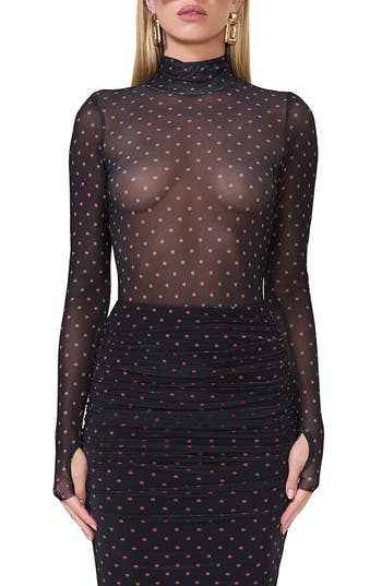AFRM AFRM ZADIE PRINT TURTLENECK MESH TOP