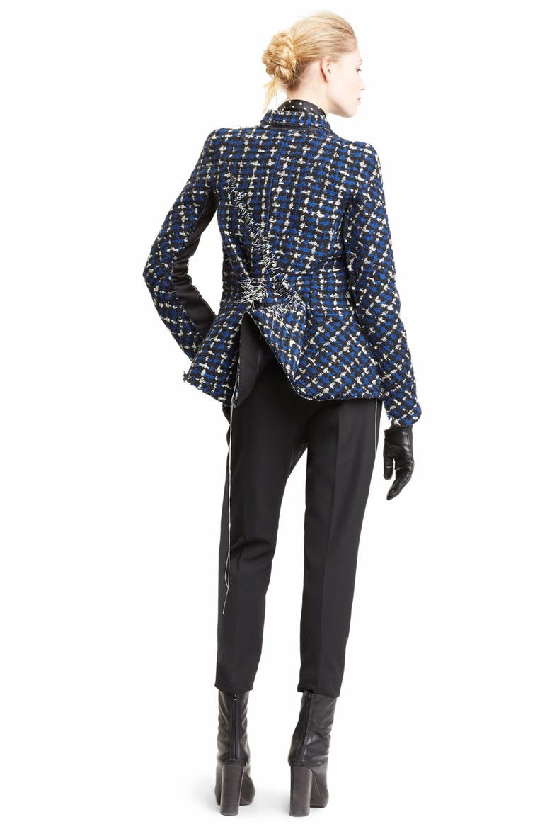 Stitch Detail Tweed Jacket, Alternate, color, BLUE/ BLK/ WHITE