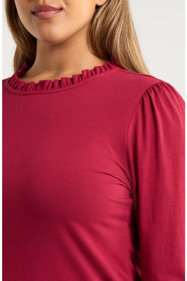 Ruffle Detail Knit Top, Alternate, color, RED RUMBA