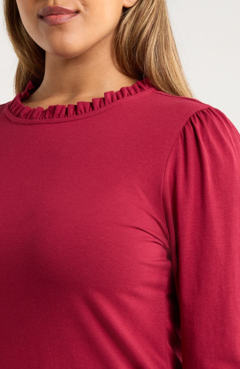 Caslon<sup>®</sup> Ruffle Detail Knit Top, Alternate, color, Red Rumba