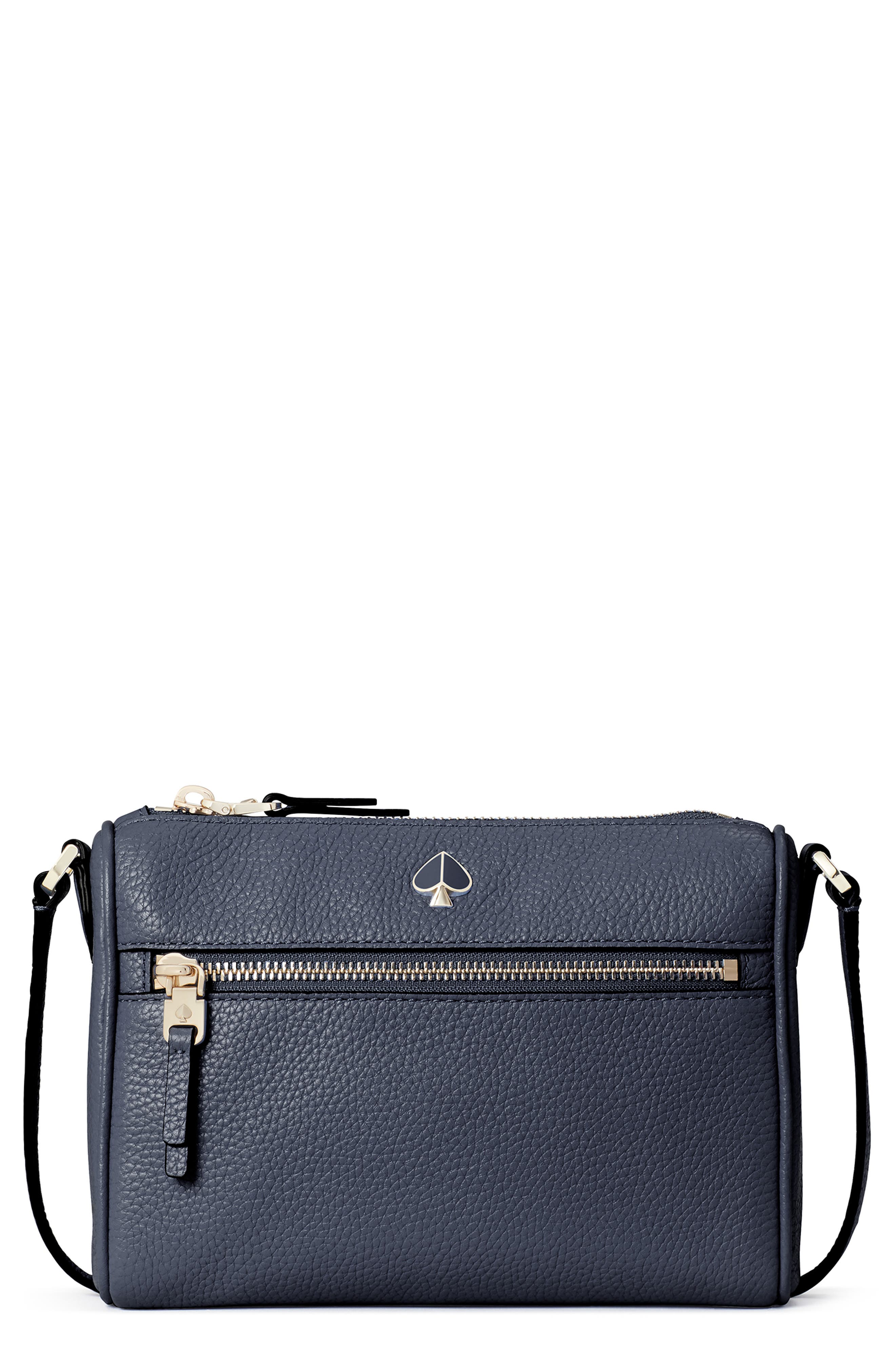 small polly leather crossbody bag, Main, color, BLAZER BLUE