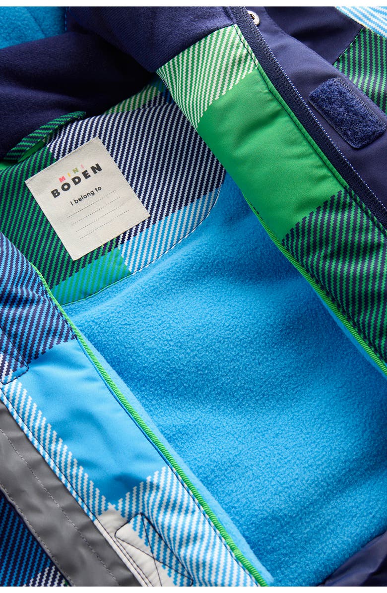 Mini Boden Kids' Plaid Hooded Jacket, Alternate, color, Green Check