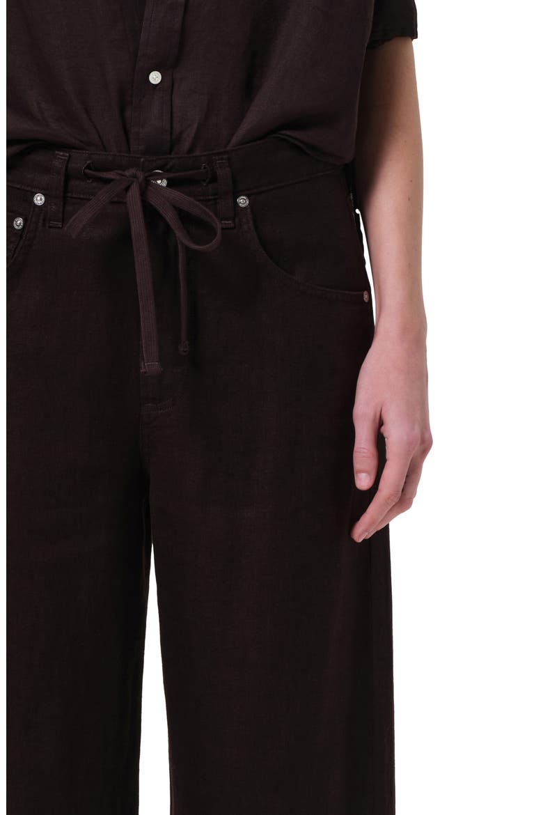 Brynn Drawstring Waist Wide Leg Linen Pants, Alternate, color, CHOCOLATE
