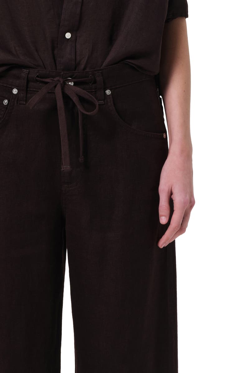 Citizens of Humanity Brynn Drawstring Waist Wide Leg Linen Pants, Alternate, color, Chocolate