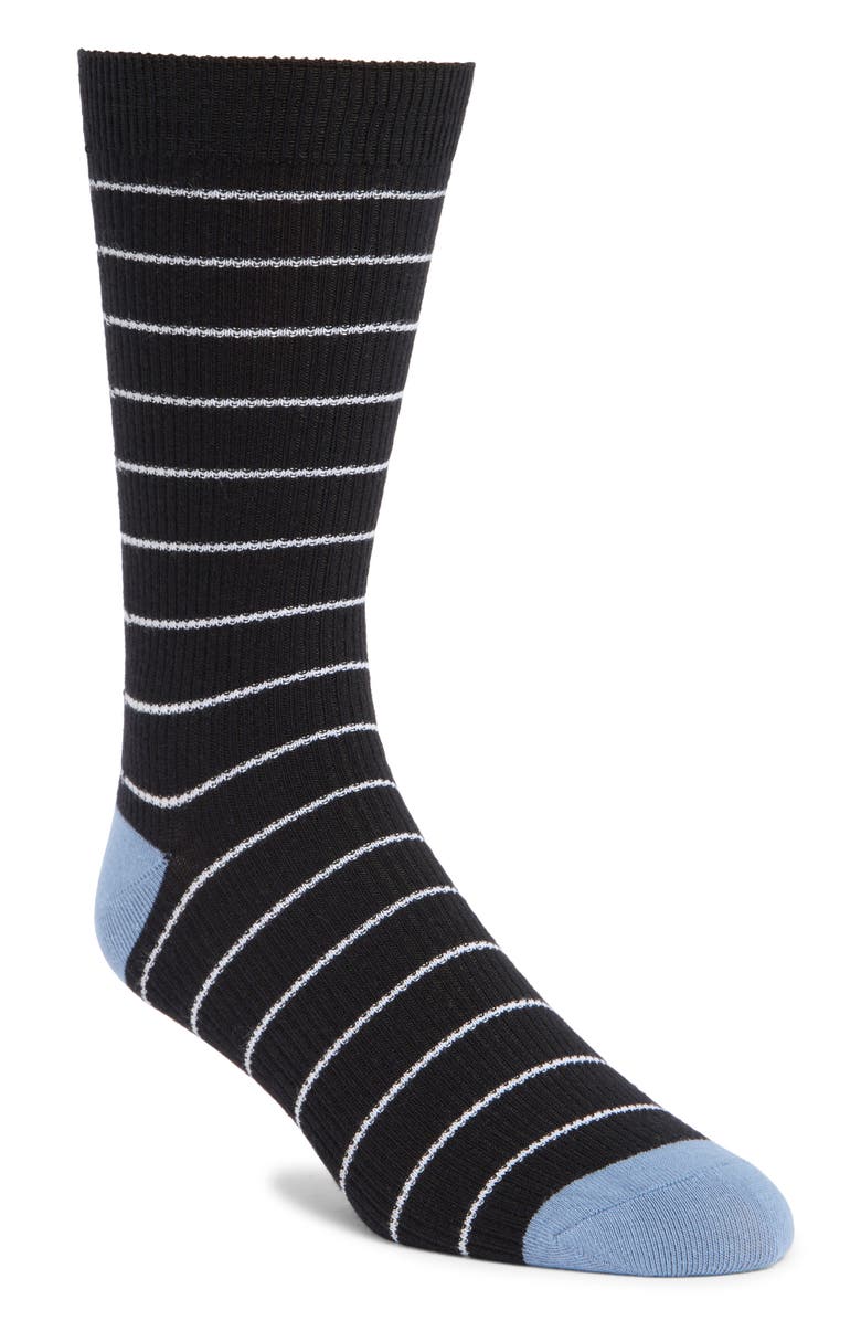 Nordstrom Everyday Stripe Cotton Blend Socks, Main, color, Black