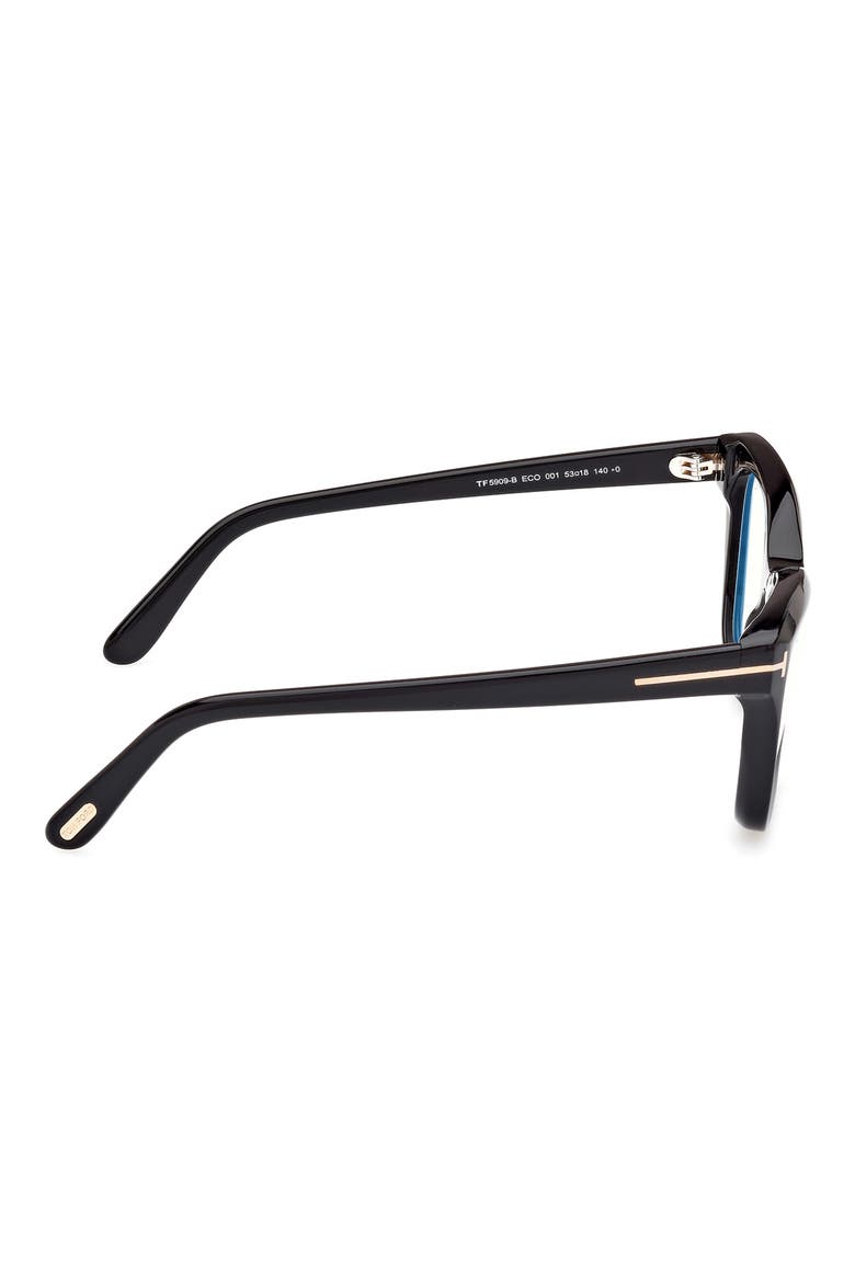 53mm Cat Eye Blue Light Blocking Optical Glasses, Alternate, color, BLACK ECO / T LOGO