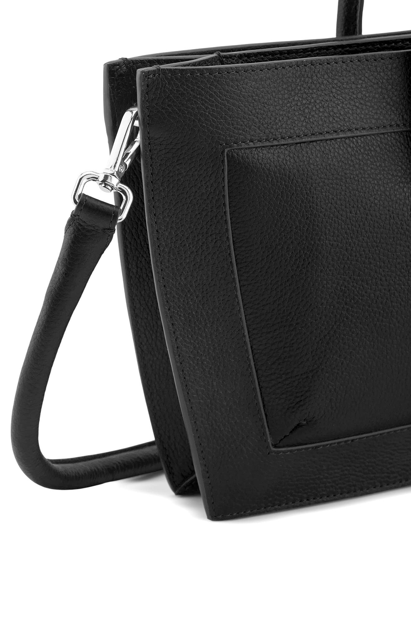 behno Frida Leather Baguette Top Handle Bag, Alternate, color, Black