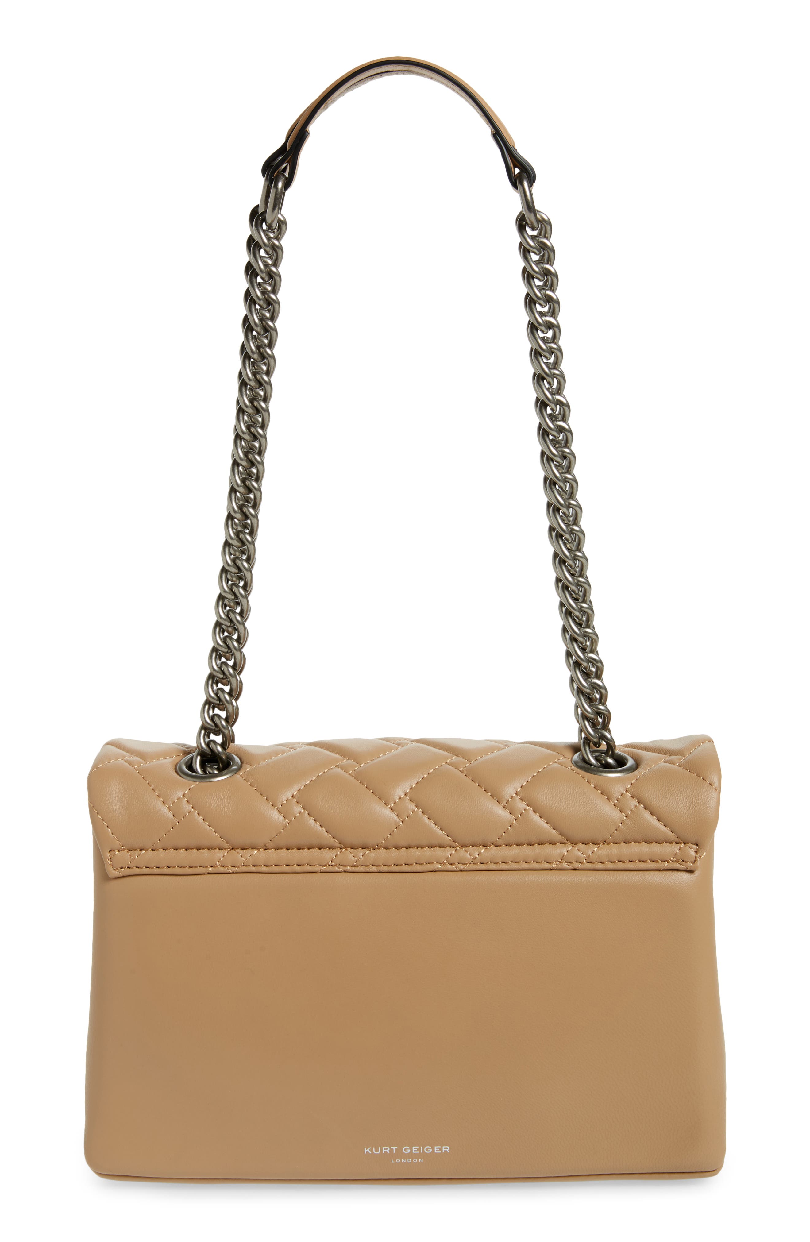 Kurt Geiger London Kensington X Quilted Leather Shoulder Bag, Alternate, color, Camel