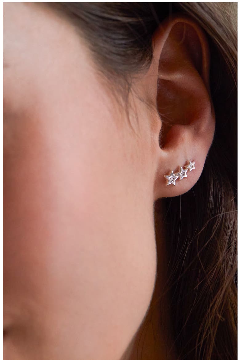Cubic Zirconia Star Ear Crawlers, Alternate, color, SILVER
