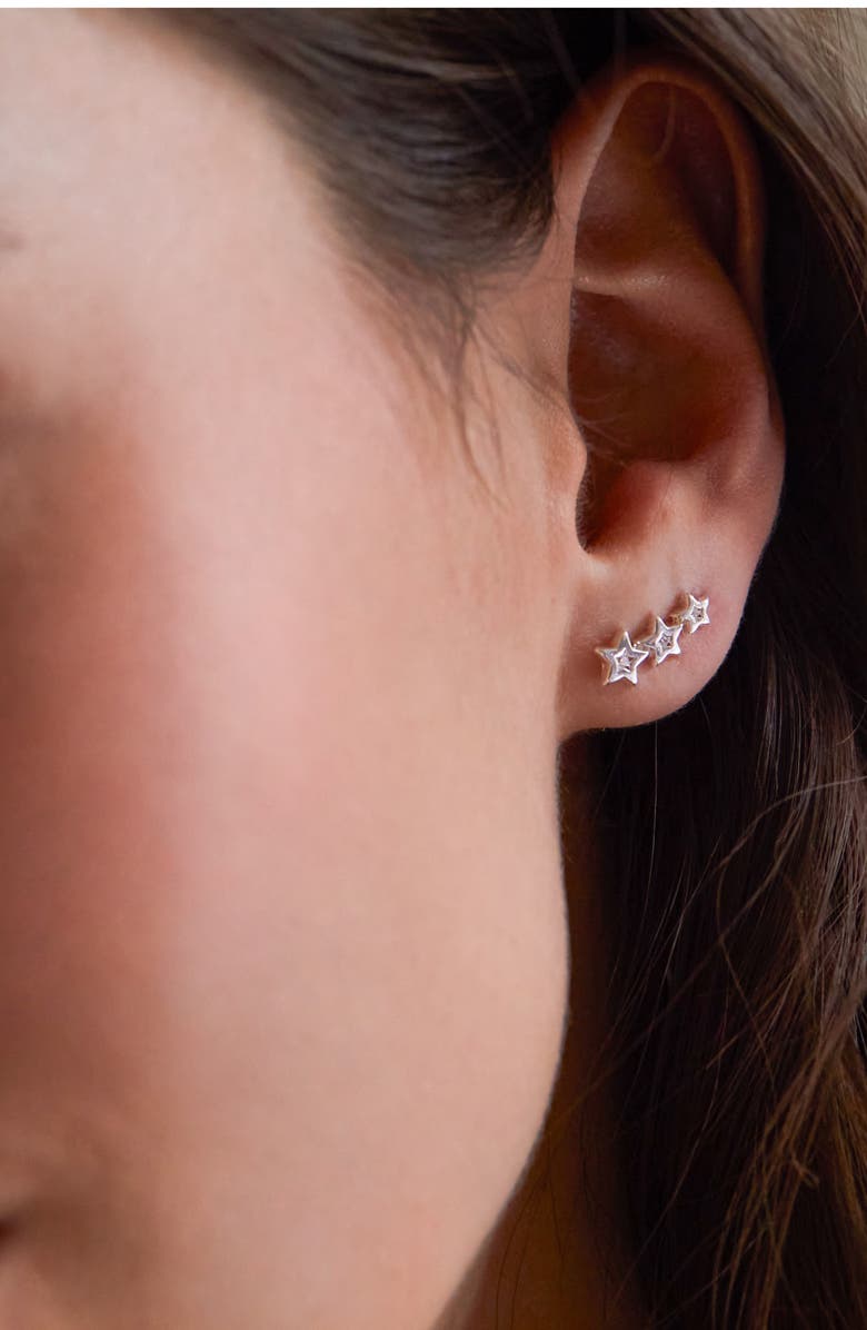 Estella Bartlett Cubic Zirconia Star Ear Crawlers, Alternate, color, Silver