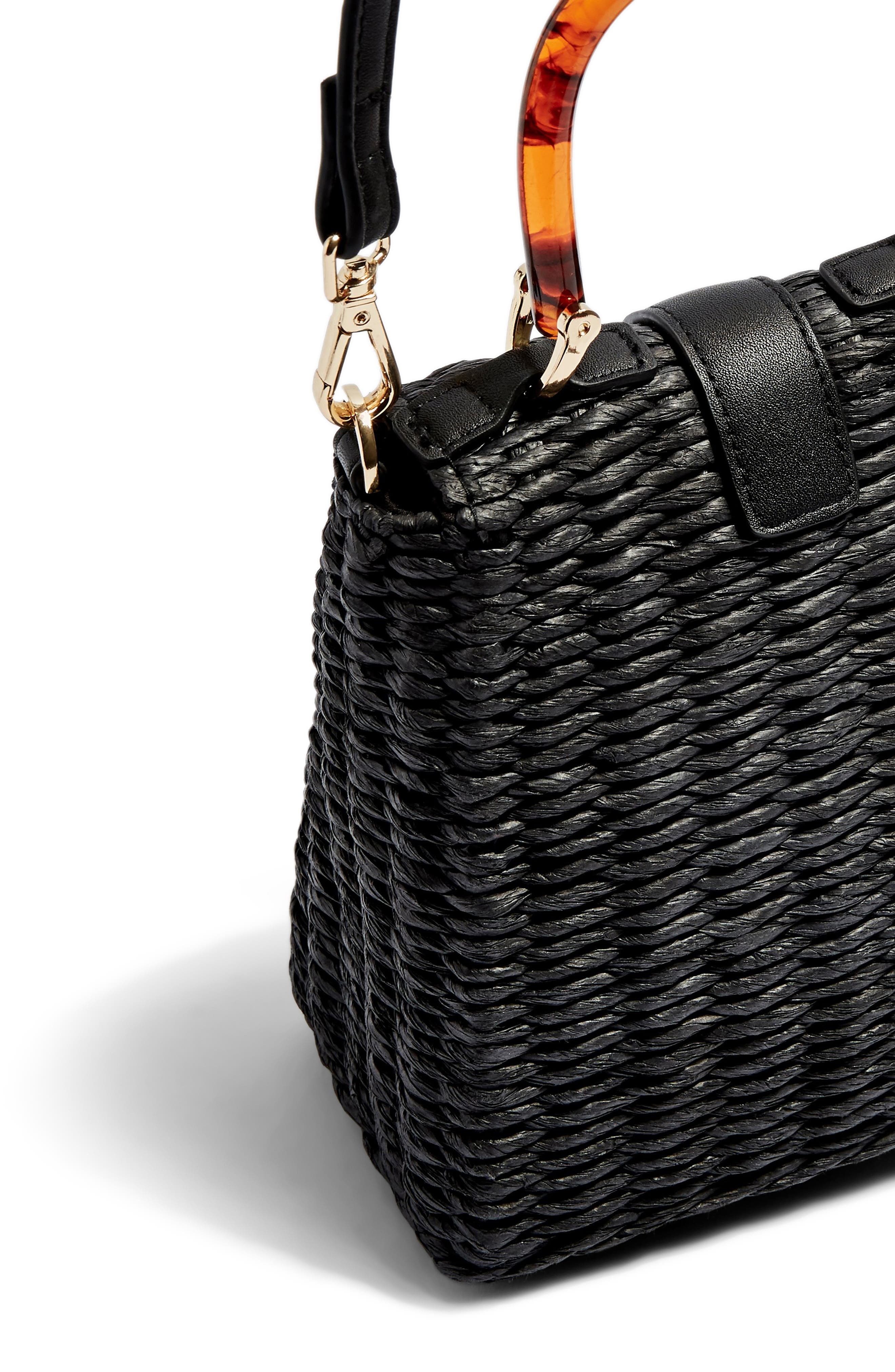 Topshop Skyla Top Handle Straw Grab Bag, Alternate, color, 