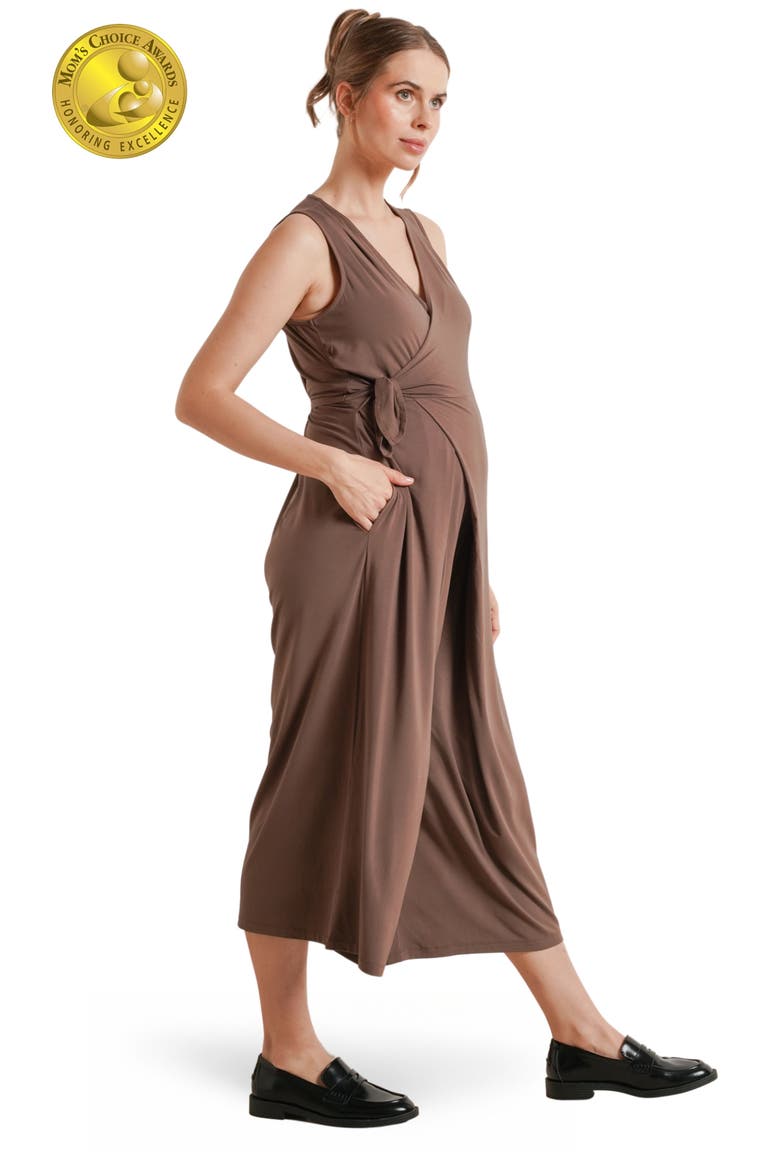 Francesca Maternity & Nursing Cropped Jumpsuit, Alternate, color, Mushroom