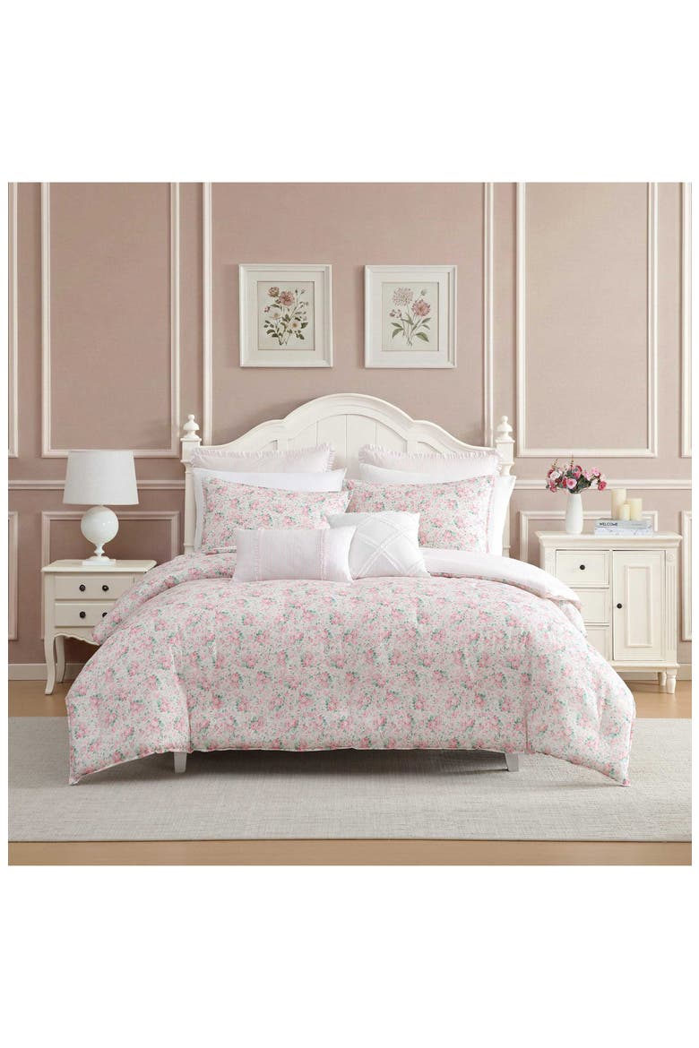 Ribbon Bouquet Comforter Set, Alternate, color, ROUGE PINK/ GREEN/ WHITE