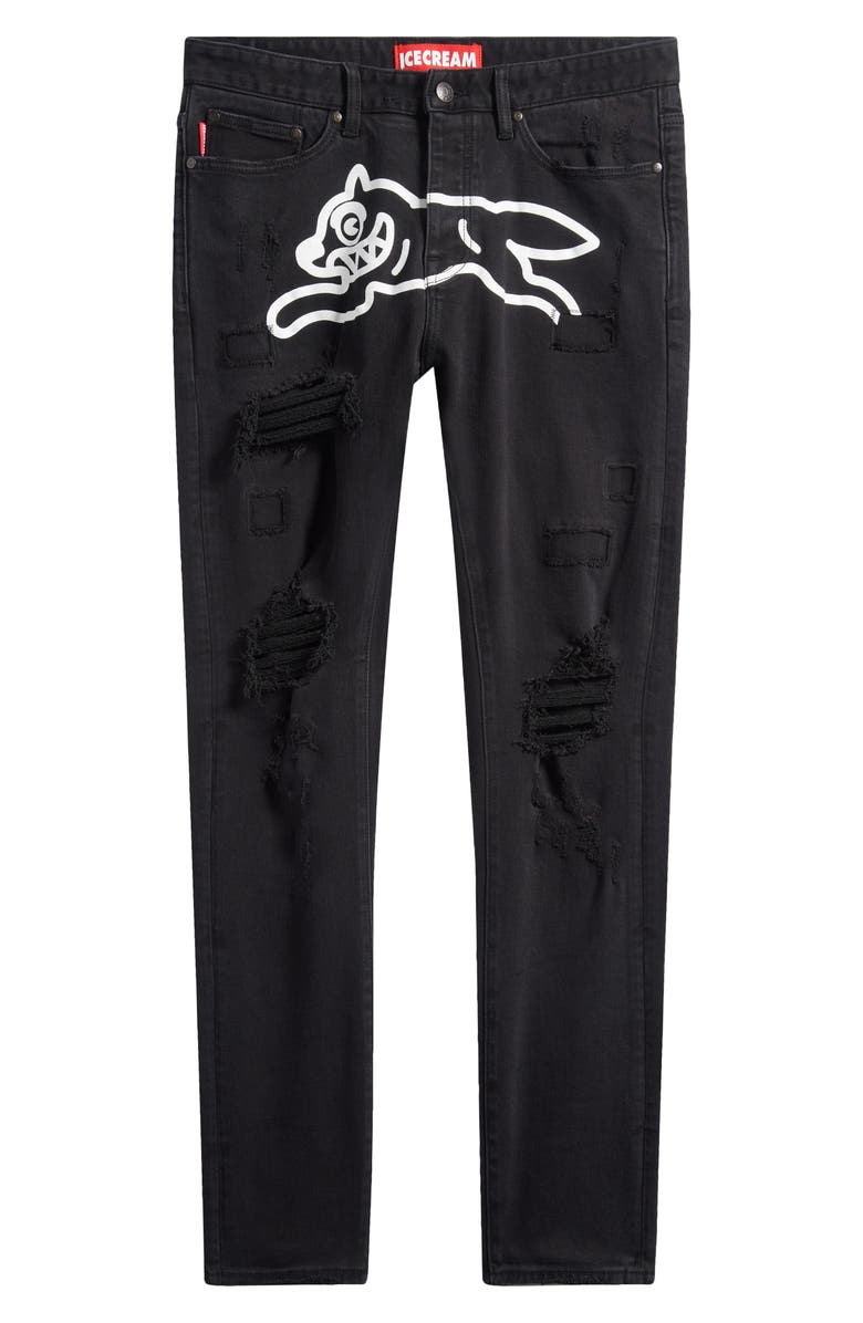 ICECREAM Returner Ripped Slim Leg Jeans, Alternate, color, Black Chocolate Chip