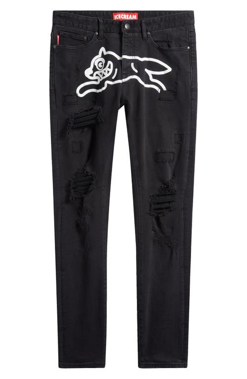 Icecream Returner Ripped Slim Leg Jeans In Black
