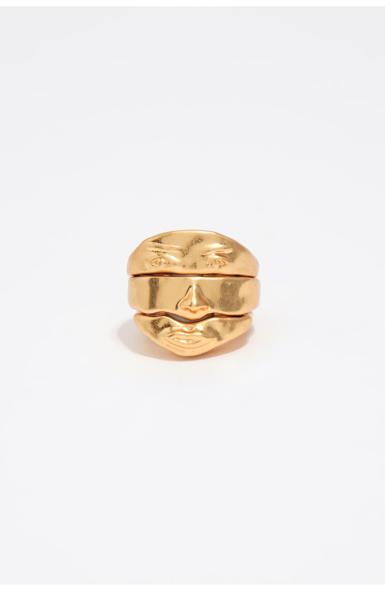 Bimba y Lola Set Of 3 Matte Face Rings, Alternate, color, Gold